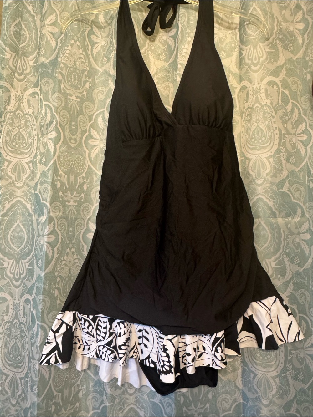 Apt. 9 Black Swimdress with Subtle Texture